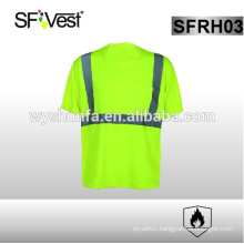 short sleeves reflective safety warning security flame resistant t shirt with ENISO 20471& EN 1149-5 certification